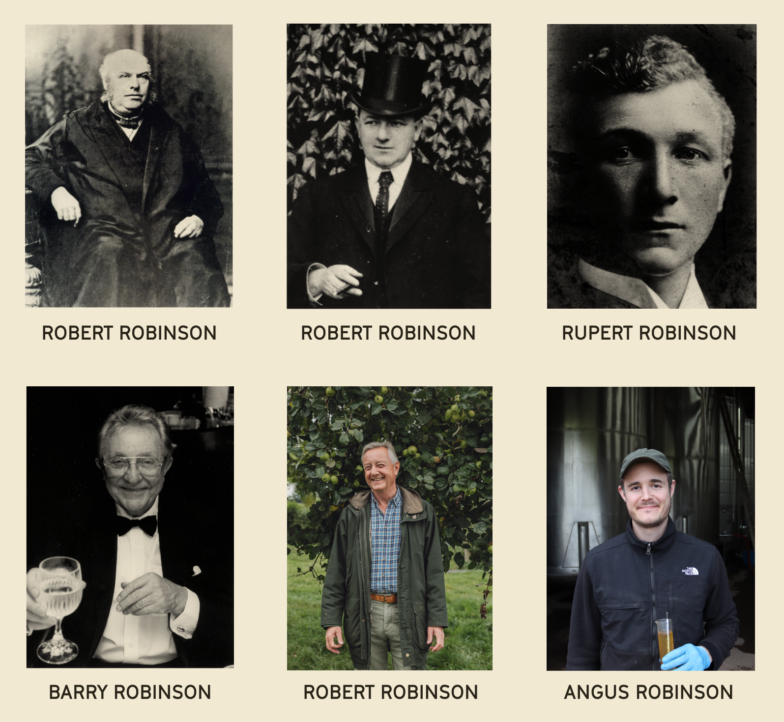 A family tree of six generations of Robinsons cider makers making fine cider near Tenbury Wells